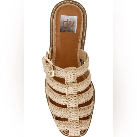 Dolce Vita DV Fyona Mule Sandals Raffia Slingback Straps Buckle Size 7.5 - Picture 6 of 8